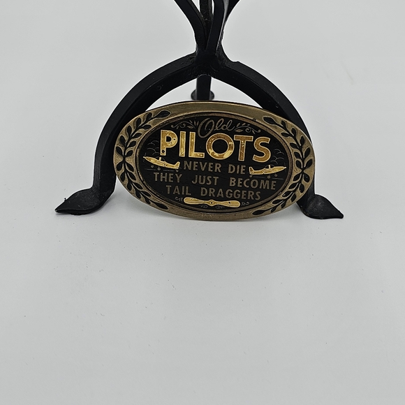Solid Brass buckle with enamel decorations, "OLD Pilots" by Heritage Buckles. - Picture 5 of 5